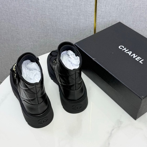 CHANEL Black Leather Ankle Boots - Picture 8 of 12
